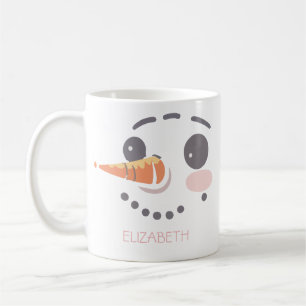 Caneca De Café Feliz Snowman Face Personalizado Presente