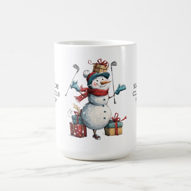 Caneca De Café Feliz Snowman Golfer Christmas Mug (Centro)
