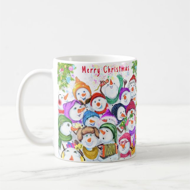 Caneca De Café Feliz Snowmans de Natal Coffee Mug (Esquerda)