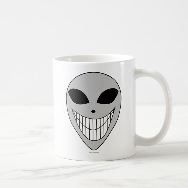 Caneca De Café Feliz Sorriso de Alienígena Dente Ciência Cósmica  (Direita)