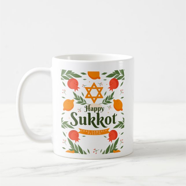 Caneca De Café Feliz Sukkot Chag Sameach Pesach (Esquerda)