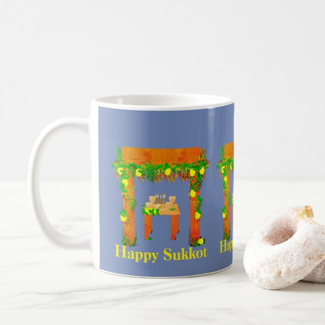 Caneca De Café Feliz Sukkot, Personalizado (Com Donut)