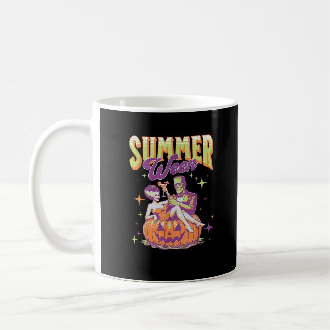 Caneca De Café Feliz Verão Retro Divertido Monstro Frankenstein  (Esquerda)
