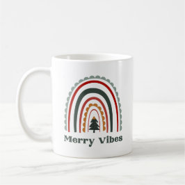 Caneca De Café Feliz Vibes Boho Arco Arco-Íris Retro Natal