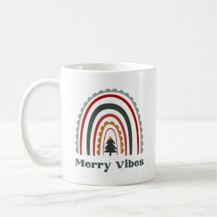 Caneca De Café Feliz Vibes Boho Arco Arco-Íris Retro Natal
