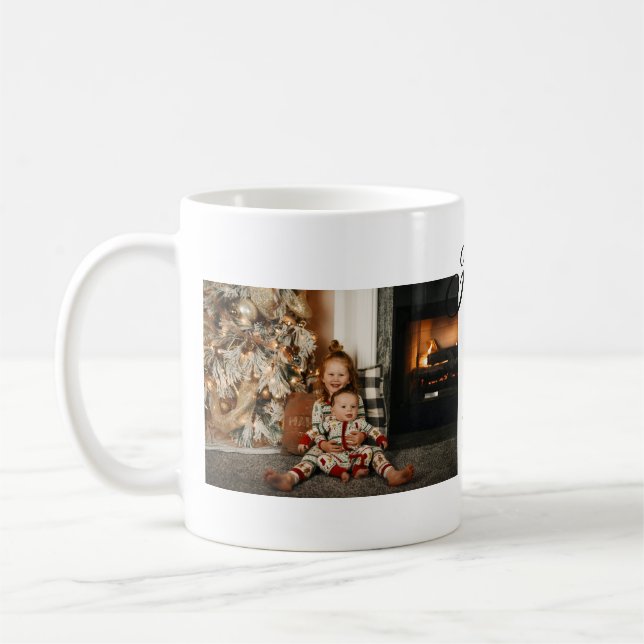 Caneca De Café Feliz vibes crianças foto de Natal da família Conv (Esquerda)
