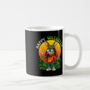 Caneca De Café Feliz Weedster Páscoa Coelhinho Fumando Homens Eng