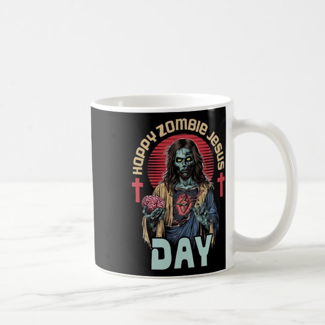 Caneca De Café Feliz Zombie Jesus Dia Skeleton Cristo Hall (Direita)