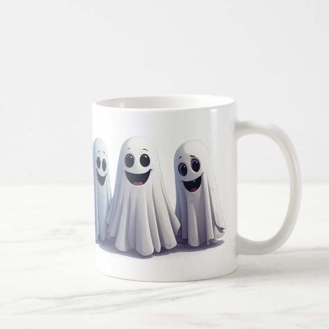 Caneca De Café Felizes Amigos Fantasmas Celebração de Halloween ✨ (Direita)