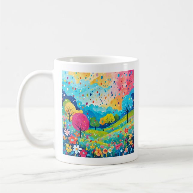 Caneca De Café Felizes Árvores e Flores, Suéter da Natureza, (Esquerda)