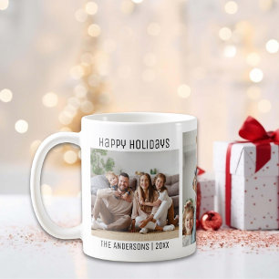 Caneca De Café Felizes Feriados 3 Fotos da Família Colagem Natal