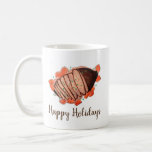 Caneca De Café Felizes Feriados Criados de Carne Brisket Judaica<br><div class="desc">O design apresenta uma ilustração original de uma bandeja com um peito braçado clássico, acompanhado de vegetais torrados. Um prato de cardápio básico durante os feriados judeus, incluindo Passover, Hanukkah e Rosh Hashanah. Este design também está disponível em outros produtos. Muitas outras ilustrações sobre temas de comida também estão disponíveis...</div>