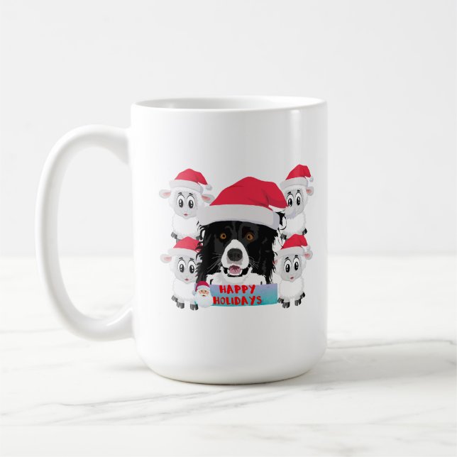Caneca De Café Felizes Feriados, Mantendo Cachorro e Ovinos (Esquerda)