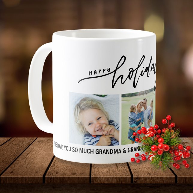 Caneca De Café Felizes Feriados Personalizados 3 Fotos e Texto (Criador carregado)