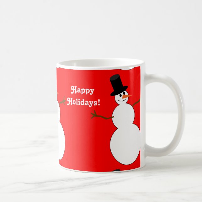 Caneca De Café Felizes Feriados Snowman Trilhados (Direita)