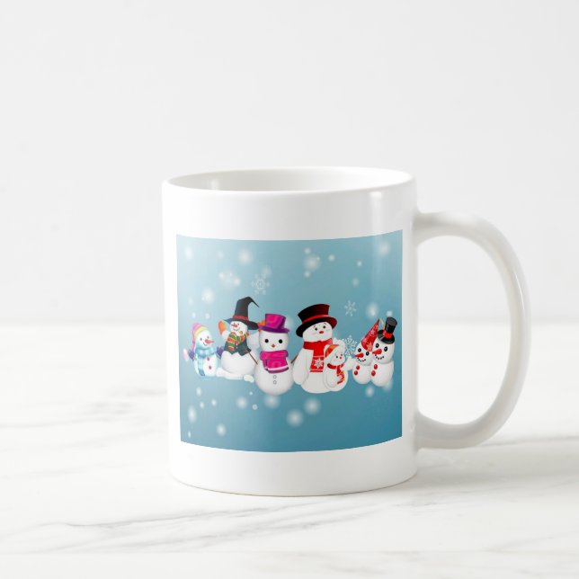 Caneca De Café Felizes Feriados Snowmen (Direita)