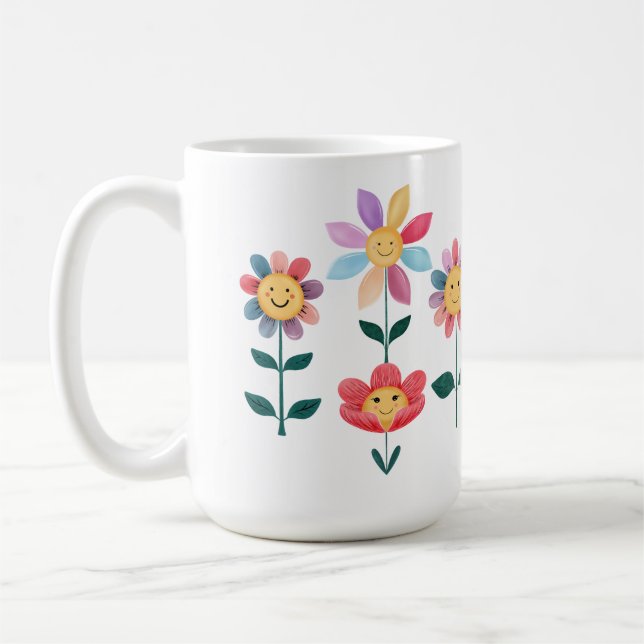 Caneca De Café Felizes Flores (Esquerda)