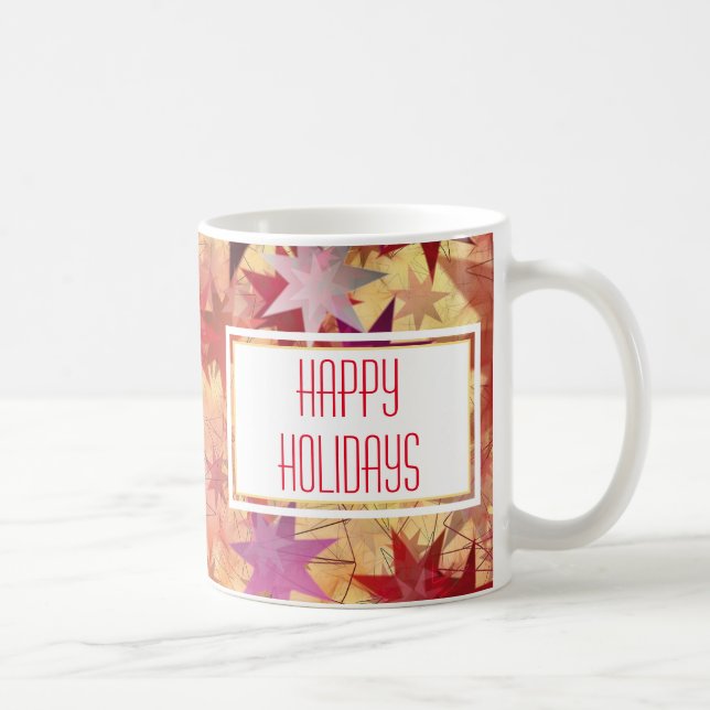 Caneca De Café FELIZES HOLIDAYS Abstrato Stars Personalizadas (Direita)