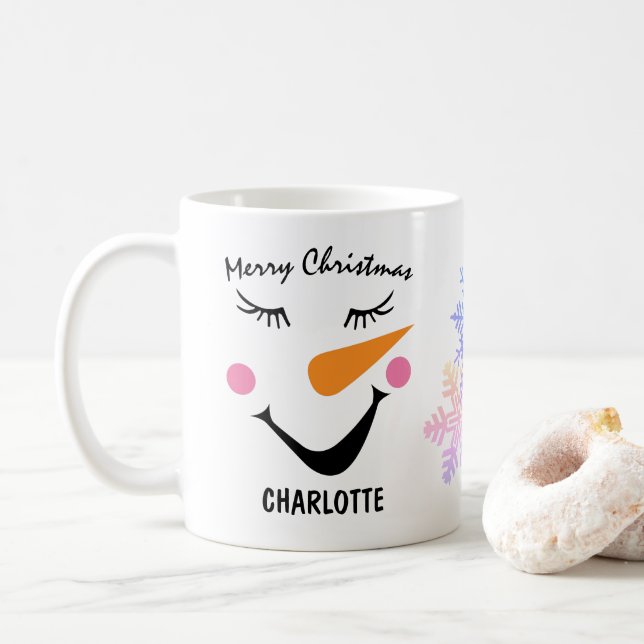 Caneca De Café Felizmente Snowman. Feliz Natal (Com Donut)