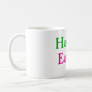 Caneca De Café Felz pascoa boho verde cor-de-rosa adiciona o títu