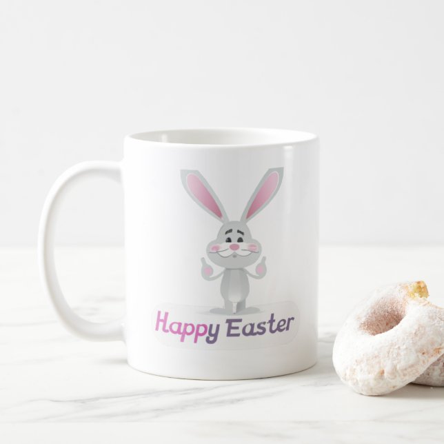 Caneca De Café Felz pascoa Bunny Design (Com Donut)
