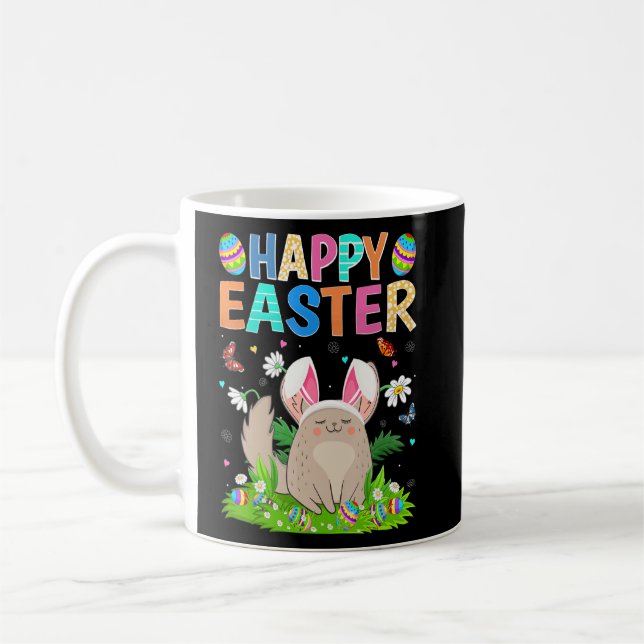 Caneca De Café Felz pascoa Bunny Egg Funny Chinchilla Páscoa Sun (Esquerda)