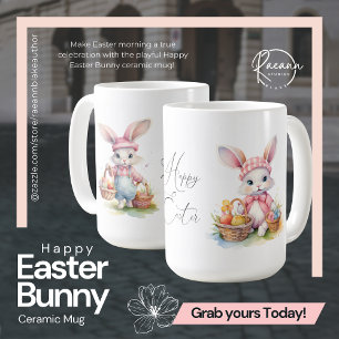 Caneca De Café Felz pascoa Coelho Cerâmico