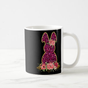 Caneca De Café Felz pascoa de coelhinho rosado-rosado-leopardo