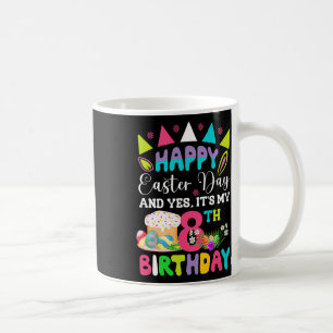 Caneca De Café Felz pascoa É o meu oitavo aniversário, Coelhinhos