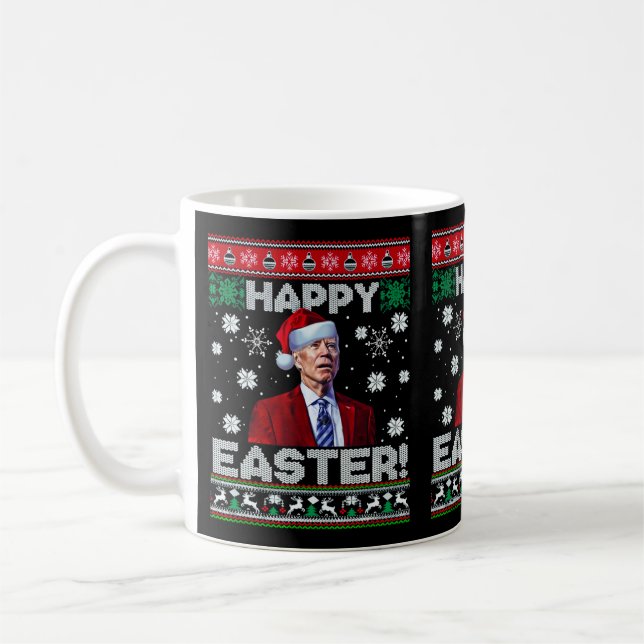 Caneca De Café Felz pascoa Engraçado Joe Biden Papai noel Natal (Esquerda)