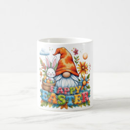 Caneca De Café Felz pascoa Floral Whimsical Gnome e Bunny