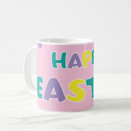 Caneca De Café Felz pascoa rosa do Bolinhas Pastel