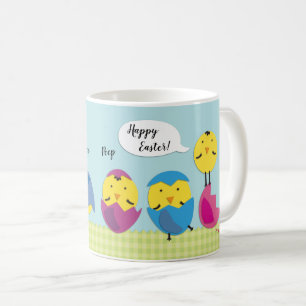 Caneca De Café Felz pascoa Yellow Pintinhos Add Name