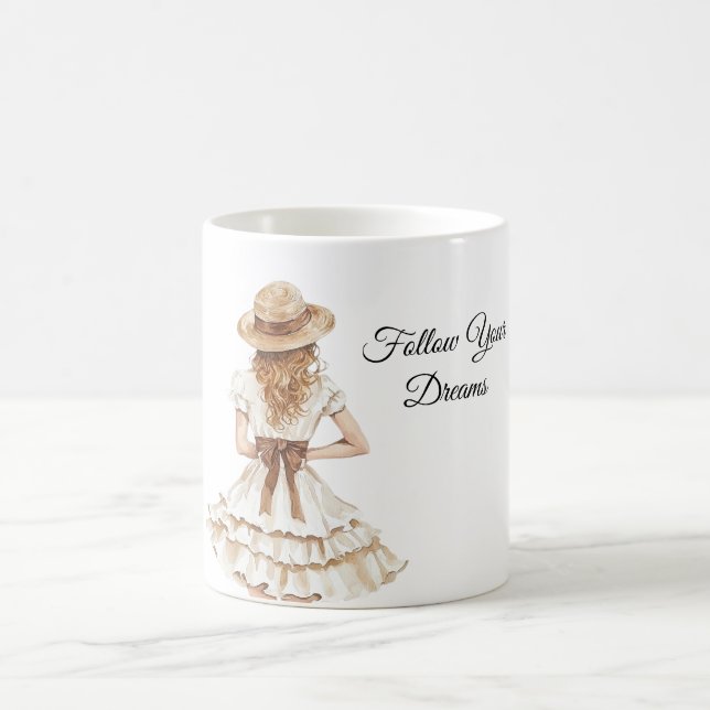 Caneca De Café Female Dress Brown Bow Hat (Centro)