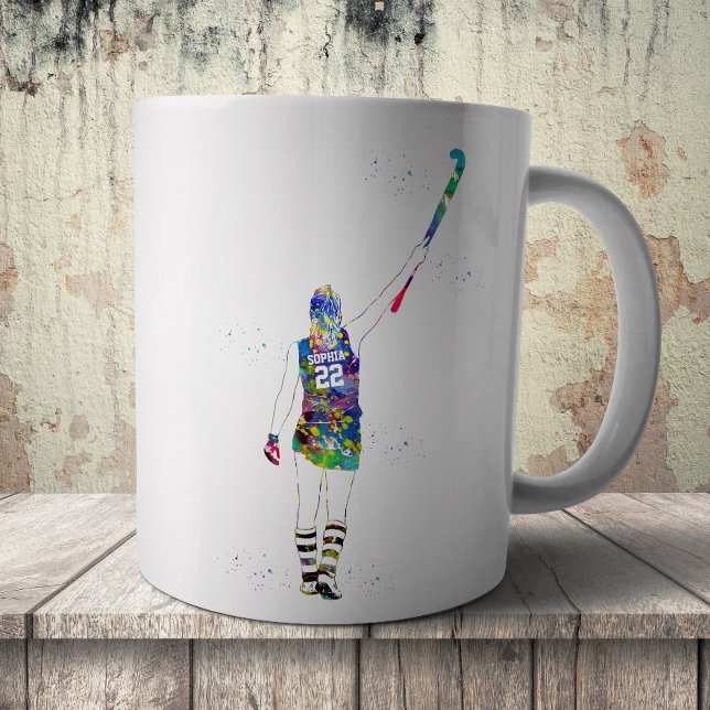 Caneca De Café Female Field Hockey Player (Criador carregado)