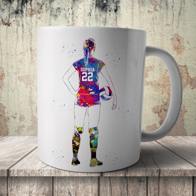Caneca De Café Female Volleyball Player (Criador carregado)