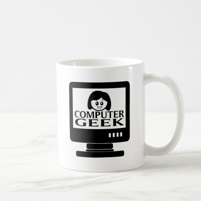 Caneca De Café Fêmea da menina do geek do computador (Direita)