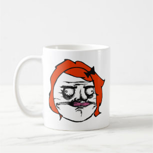 Caneca De Café Fêmea vermelha mim cara cómica Meme da raiva de