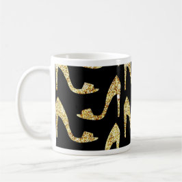 Caneca De Café feminino, na moda, ouro, preto, saltos altos,