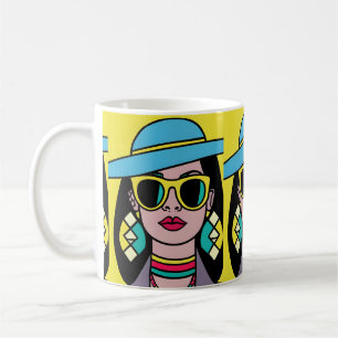 Caneca De Café feminista liberal com óculos pretos