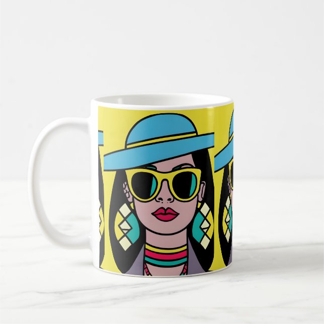 Caneca De Café feminista liberal com óculos pretos (Esquerda)