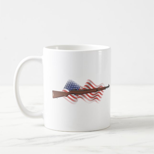 Caneca De Café Fenda M1 Garand Patriótico Americano WW2 (Esquerda)