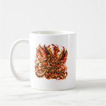 Caneca de Café Fênix Ressurgindo das Cinzas