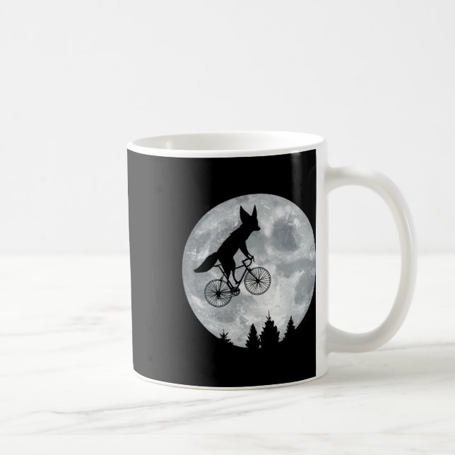 Caneca De Café Fennec Fox Riding Moon Bike Halloween Lunar Cyclin (Direita)