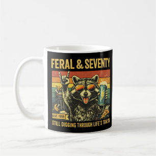 Caneca De Café Feral e Setenta Aniversário de 70 anos Sarcástico