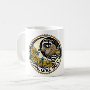 Caneca De Café Feral Girl Fall Raccoon
