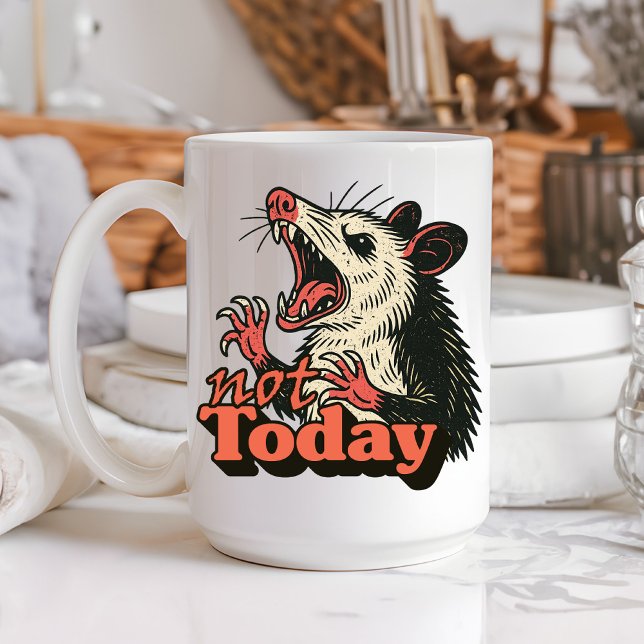 Caneca De Café Feral Irritado Possum Hoje Não É Tipografia (Make a fierce statement with this feral possum design
)
