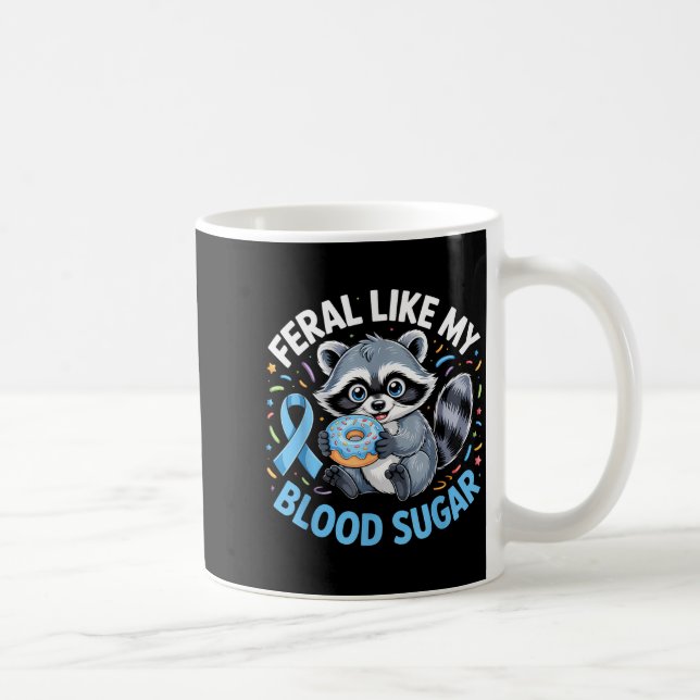 Caneca De Café Feral Like My Blood Sugar Raccoon  (Direita)