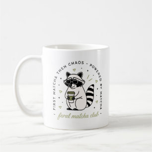 Caneca De Café Feral matcha clube engraçado guaxinim ama sarcasmo