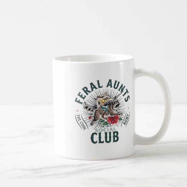 Caneca De Café Feral Tias Social Club A Tia Legal Raccoon (Direita)